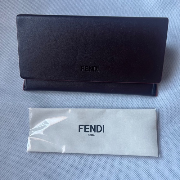 FENDI Triangular Small Empty Sunglasses Eyeglasses Case & Cloth‎ Brown NEW - Picture 2 of 7